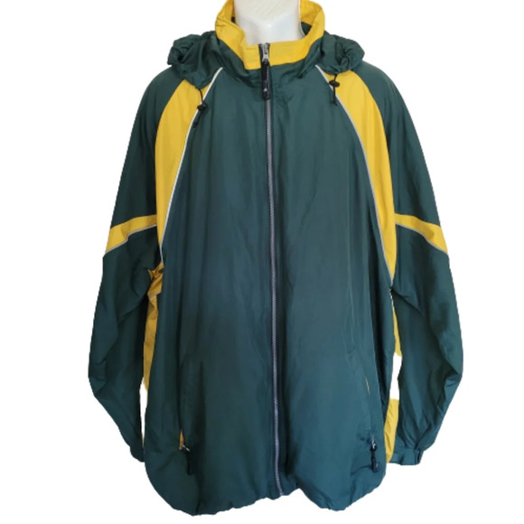 Pro Celebrity Green and Yellow Color Block Windbreaker Jacket Size Men's XXL - Picture 2 of 14
